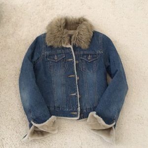 Faux Fur lined winter denim jacket
